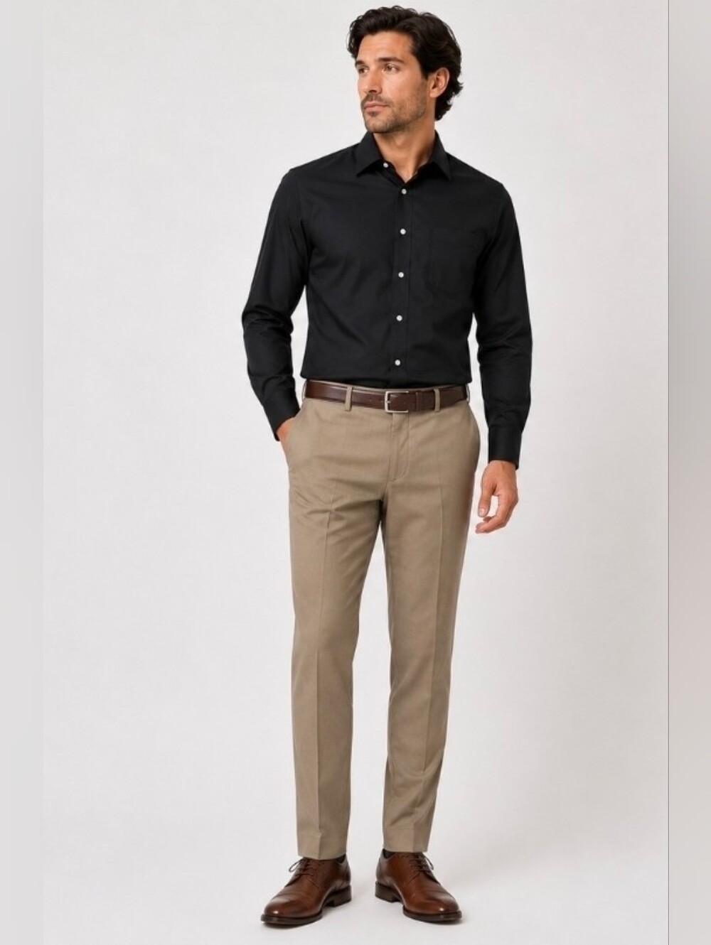 Gianfranco Ruffini | Men's black longsleeve button-down dress shirt small